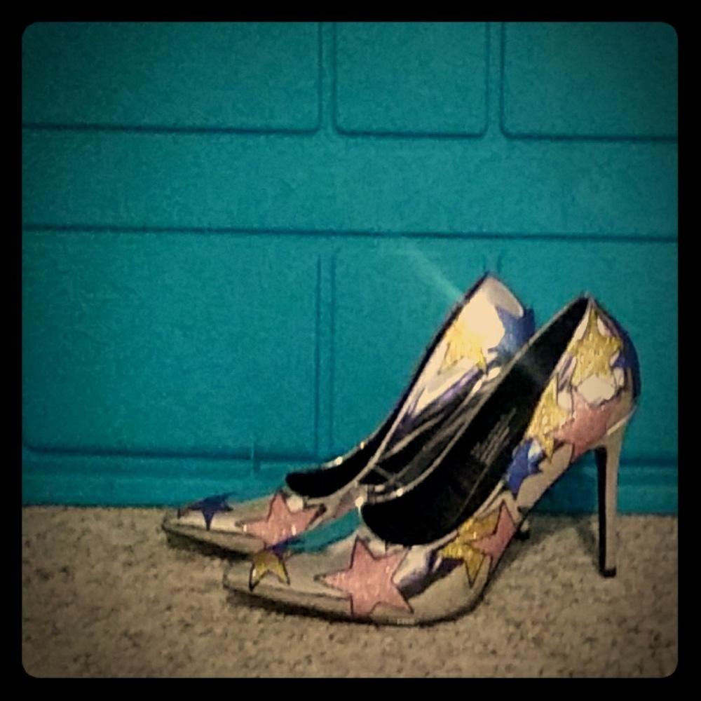 Silver metallic star heels